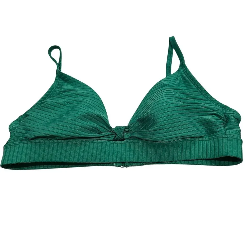 Kona Sol Women's Ribbed Bikini Top Emerald Green Size XL‎ - Picture 2 of 5